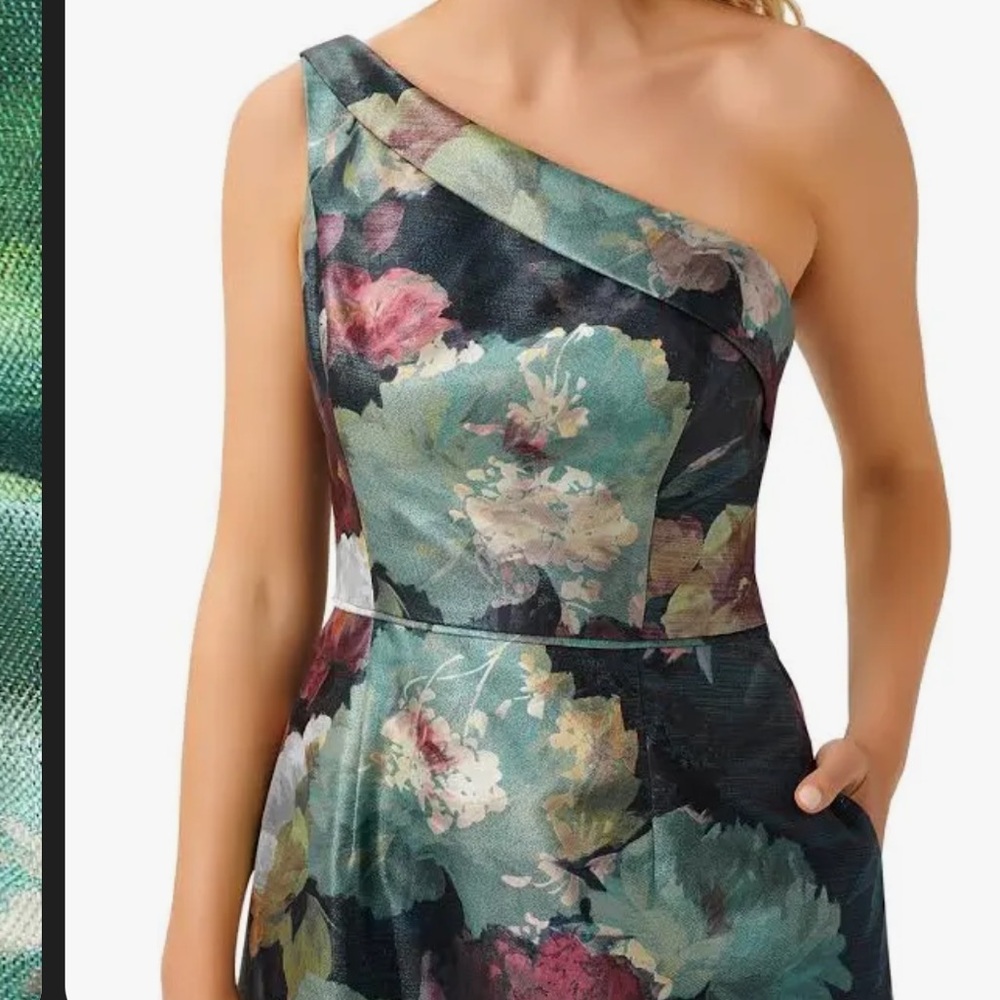 Aidan Mattox One-Shoulder Floral Ball Gown - Picture 2 of 2
